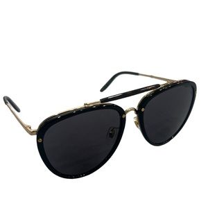 NEW Gucci 0672S 001 Black Gold/Gray Sunglasses